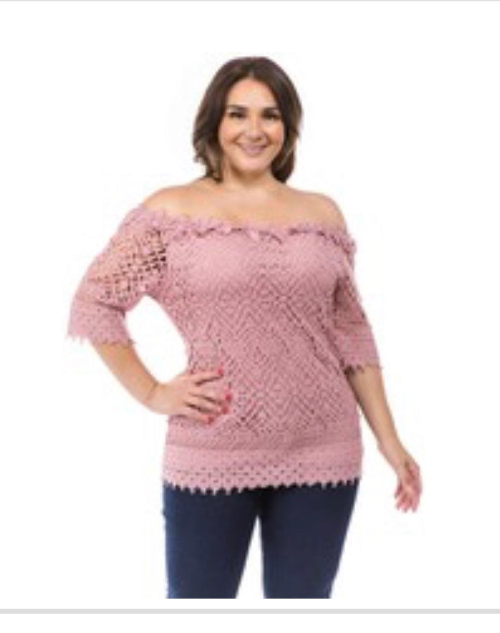 who's that girl Curvy crotchet off the shoulder top