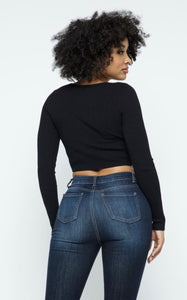 Square neck cropped long sleeve